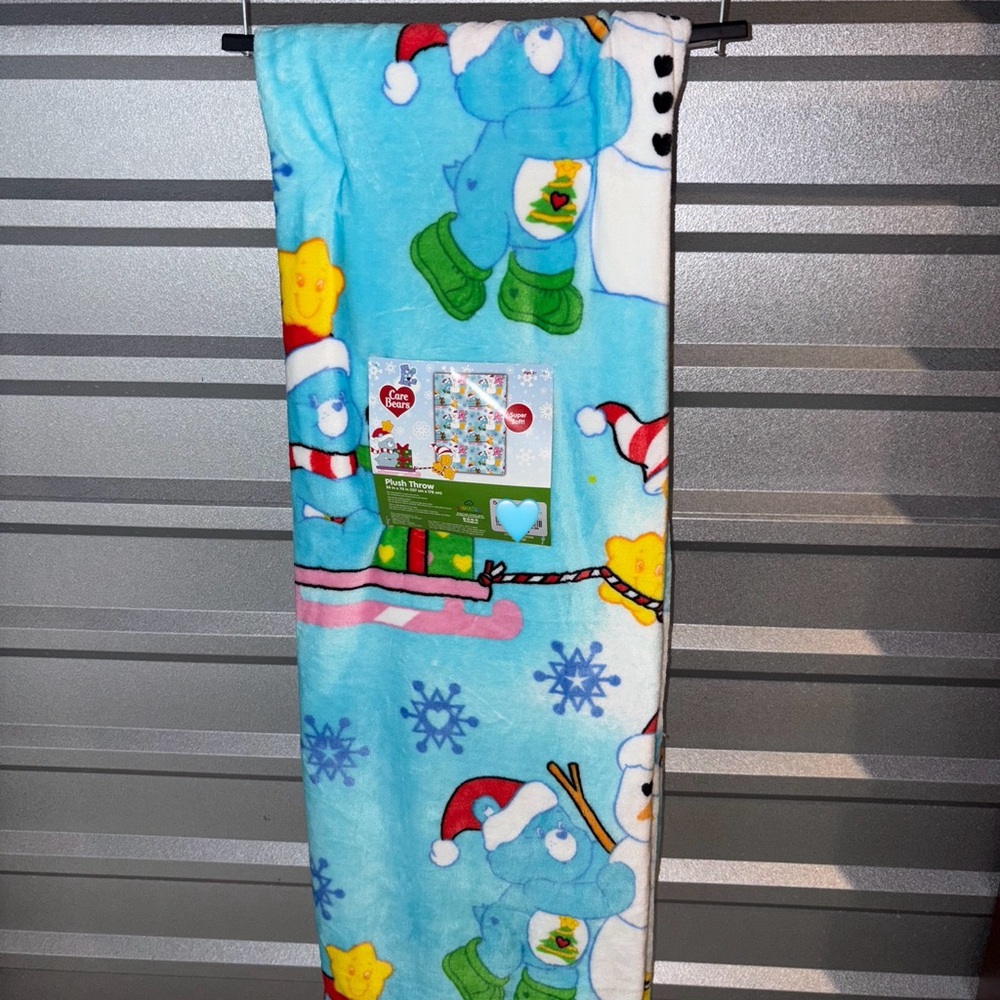 Care Bears Blue and White Vibrant Christmas Throw Blanket